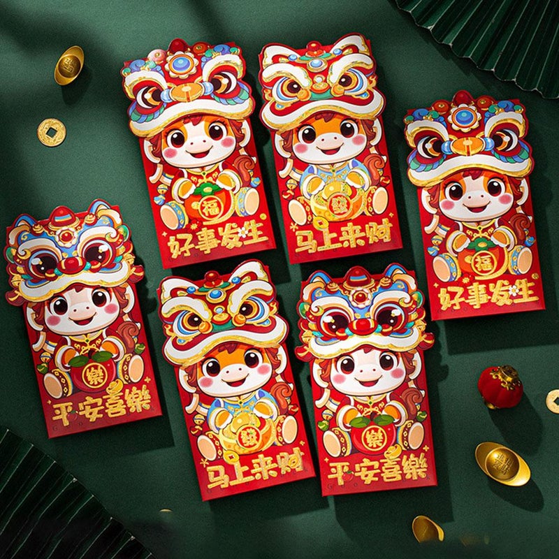12 Pcs Chinese New Year Red Envelopes,Lucky Horse Hong Bao Red Pocket Envelope for Money,Large Lucky Cash Money Envelopes Spring Festival Birthday Weddings Party - Image 5